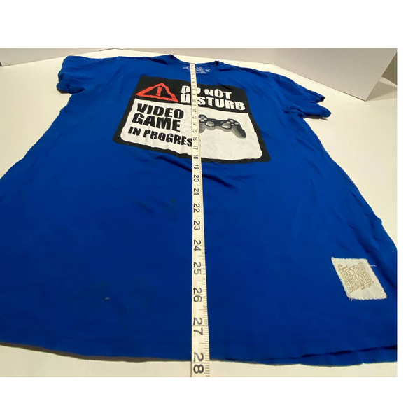 Video Game Shirt Men's Large Blue Do Not Disturb Graphic Tee Short Sleeve - Picture 5 of 5